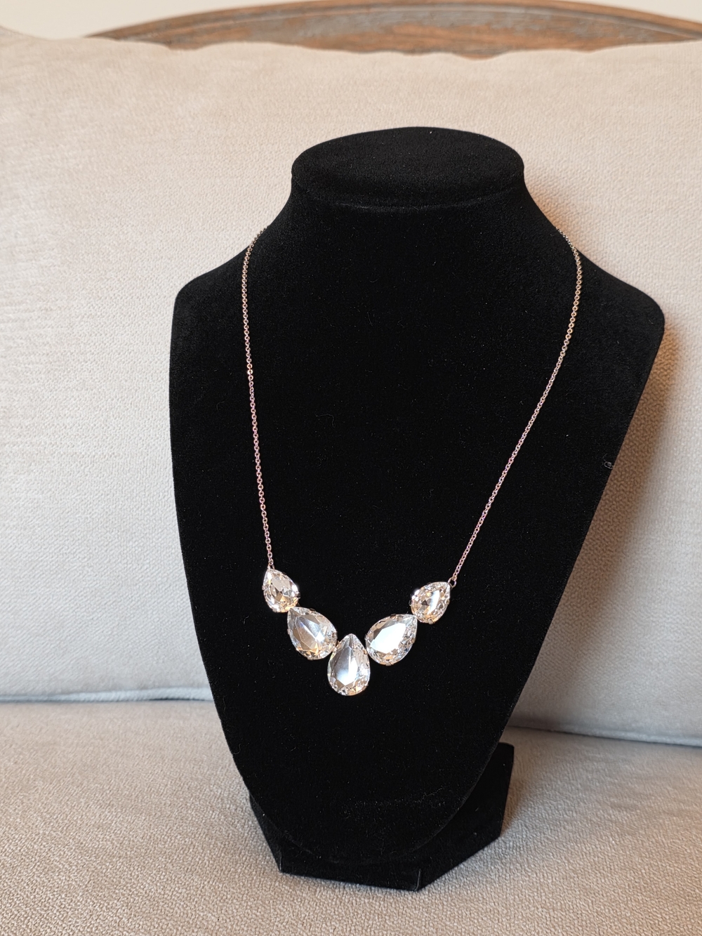 Sorrelli Crystal Teardrop Statement Necklace Silver Tone